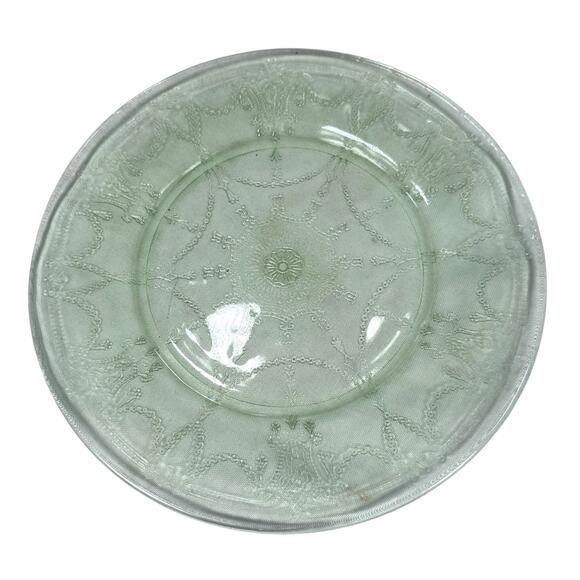 Vintage Anchor Hocking Uranium Glass Cameo Ballerina Dinner Plates UV Lot of 2 - Picture 2 of 6